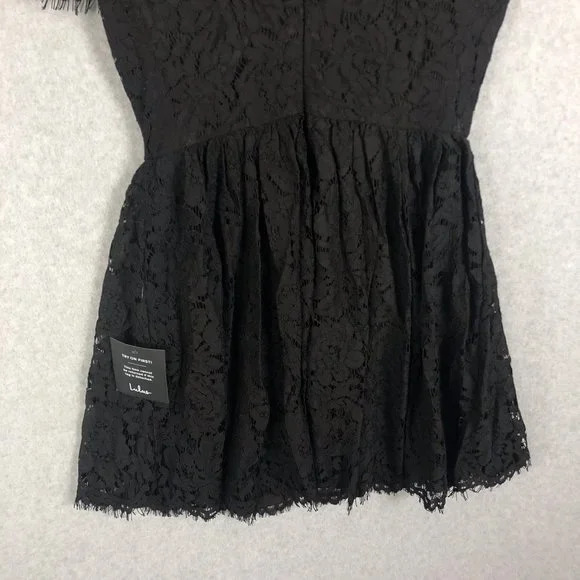 NWT Lulu's Black Lace Mini Dress Size Small - Picture 7 of 11